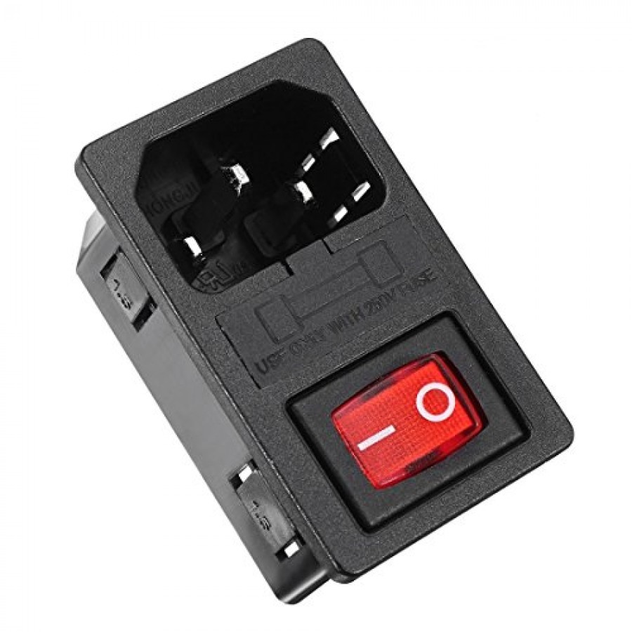 51TMo9m2BW-L.jpg Panel Mount AC Inlet Power Socket With Fuse Holer , Switch (IN7) - Image 1