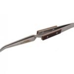 Curved Tweezers Wooden , Stainless Steel