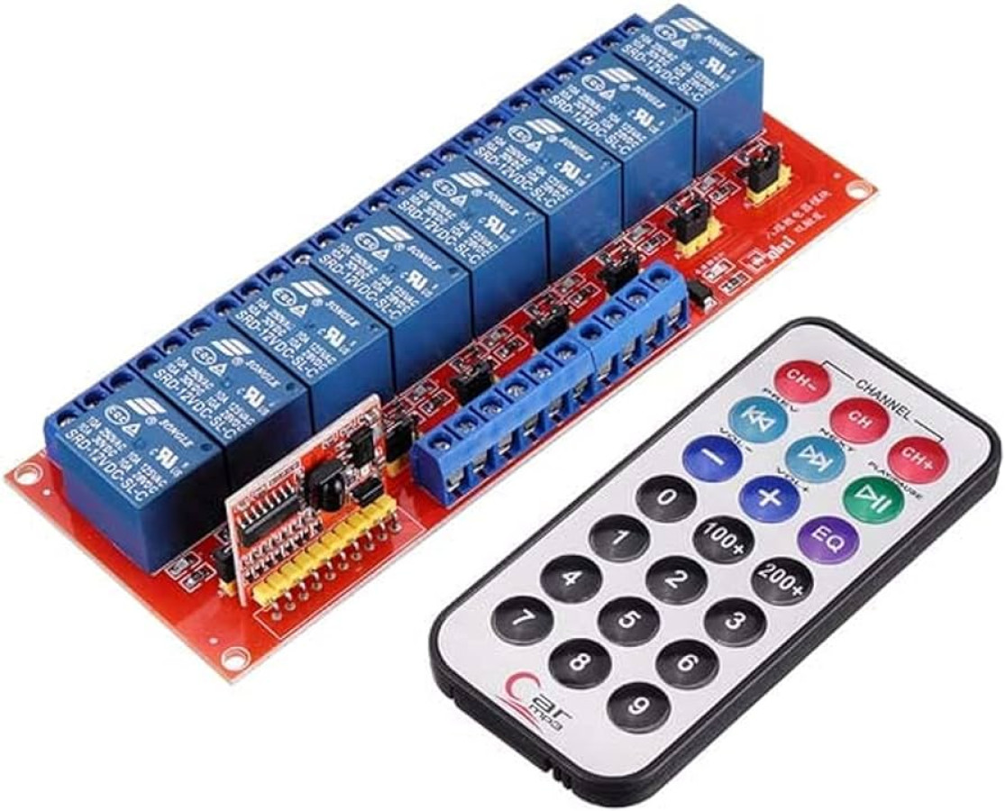 820Output20Relay20Module20With20Additional20IR20Remote20Control20-1.jpg 8 Output Relay Module With Additional IR Remote Control (5VDC) - Image 1