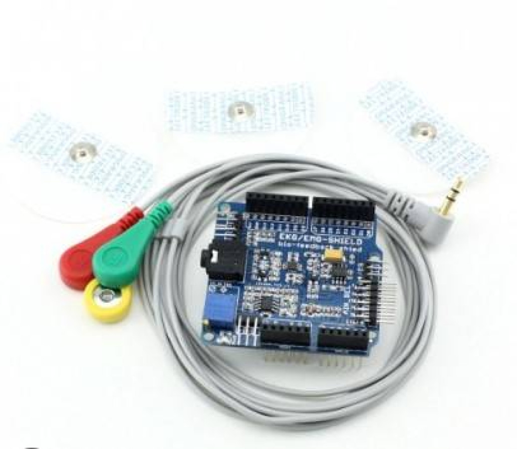 EKG.jpg EKG/EMG Shield for Arduino with Cables and Electrodes - Image 1