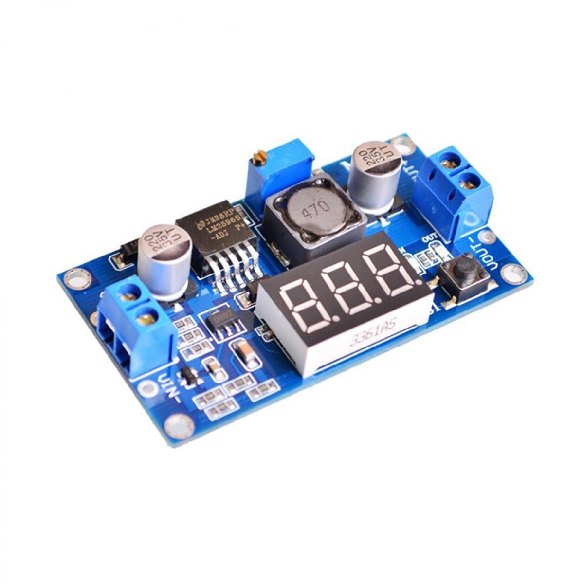 LM2596S DC-DC Adjustable Step-Down Module (3A) LED Voltmeter Module LM2596S DC-DC Adjustable Step-Down Module (3A) LED Voltmeter Module - Image 1