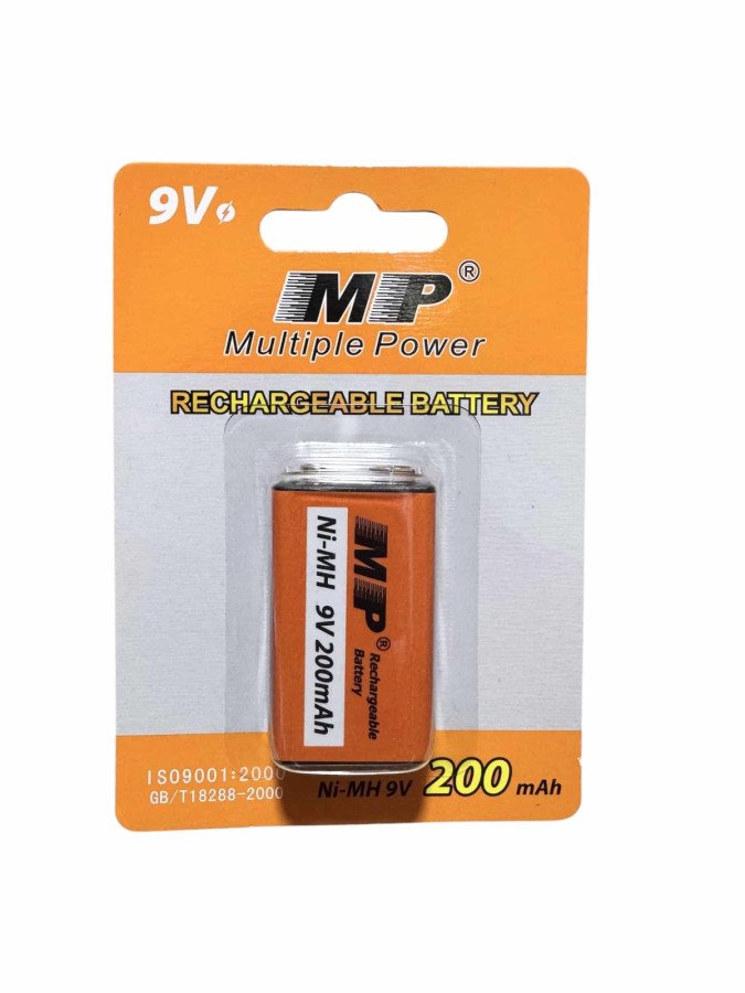 MP20200mAh20Ni-MH209V20Rechargeable20BatterY.jpg MP 200mAh Ni-MH 9V Rechargeable Battery - Image 1
