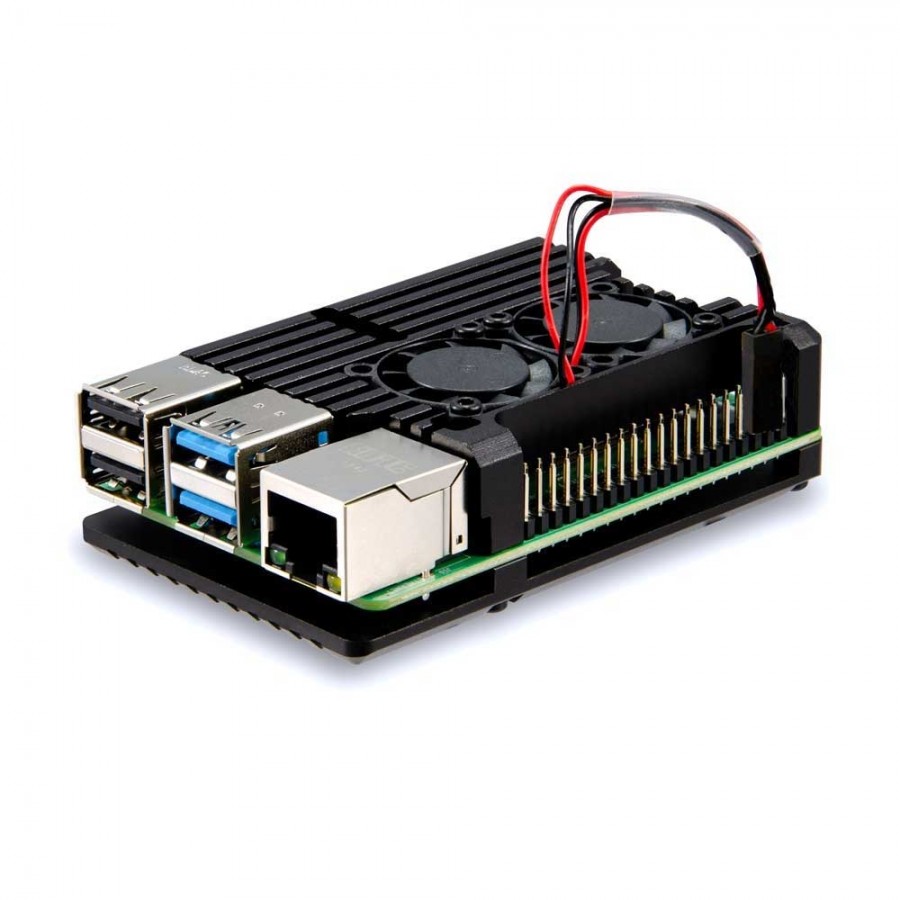 dual-fan-aluminium-heatsink-case-for-raspberry-pi-4-black1-2.jpg Metal Aluminum Case with Double Fans for Raspberry Pi 4B Black - Image 1