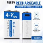 GOOP 9V Rechargeable Battery 1000mAh - USB Type-C